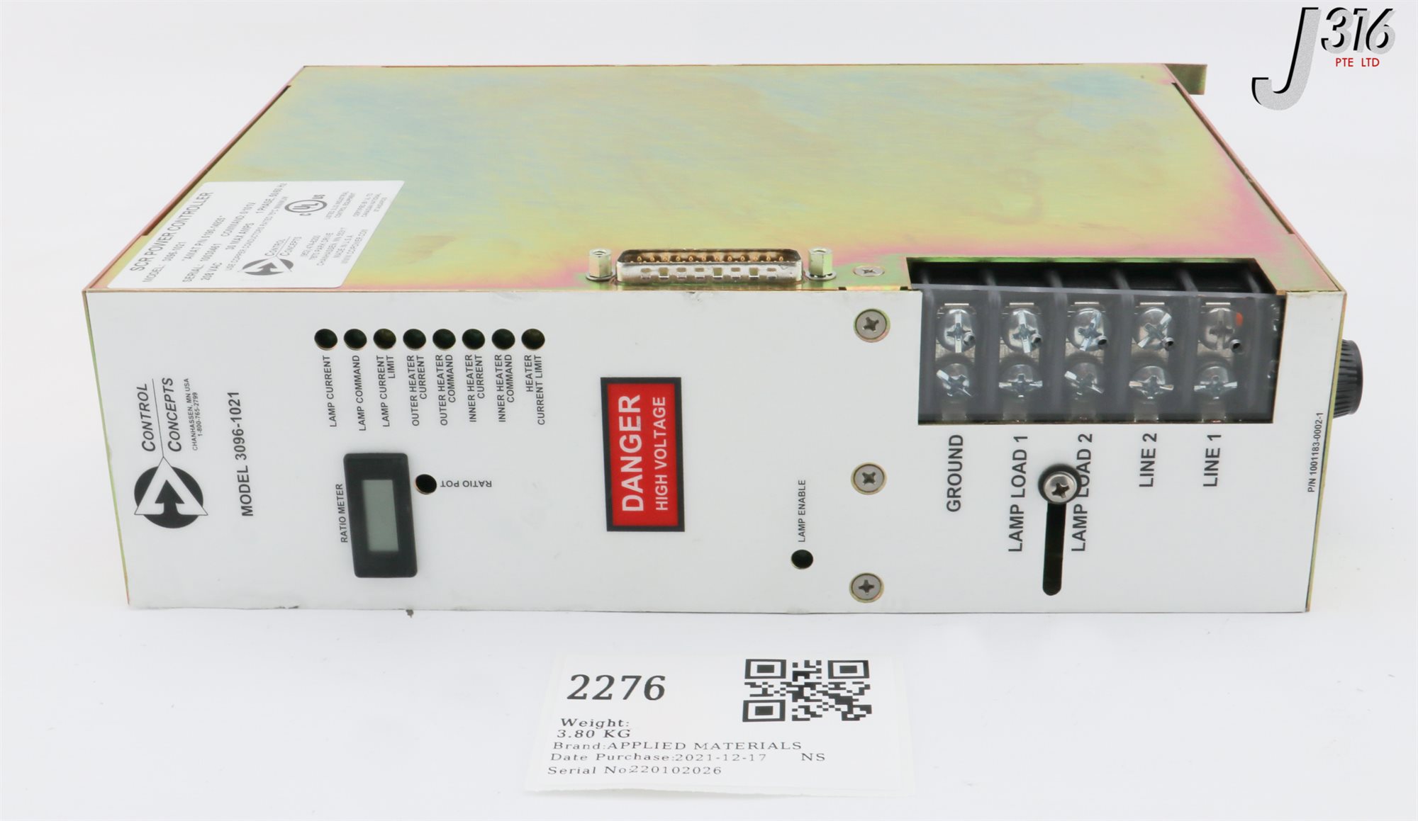 2276 APPLIED MATERIALS CTRL CONCEPTS SCR POWER CTLR, 3096-1021
